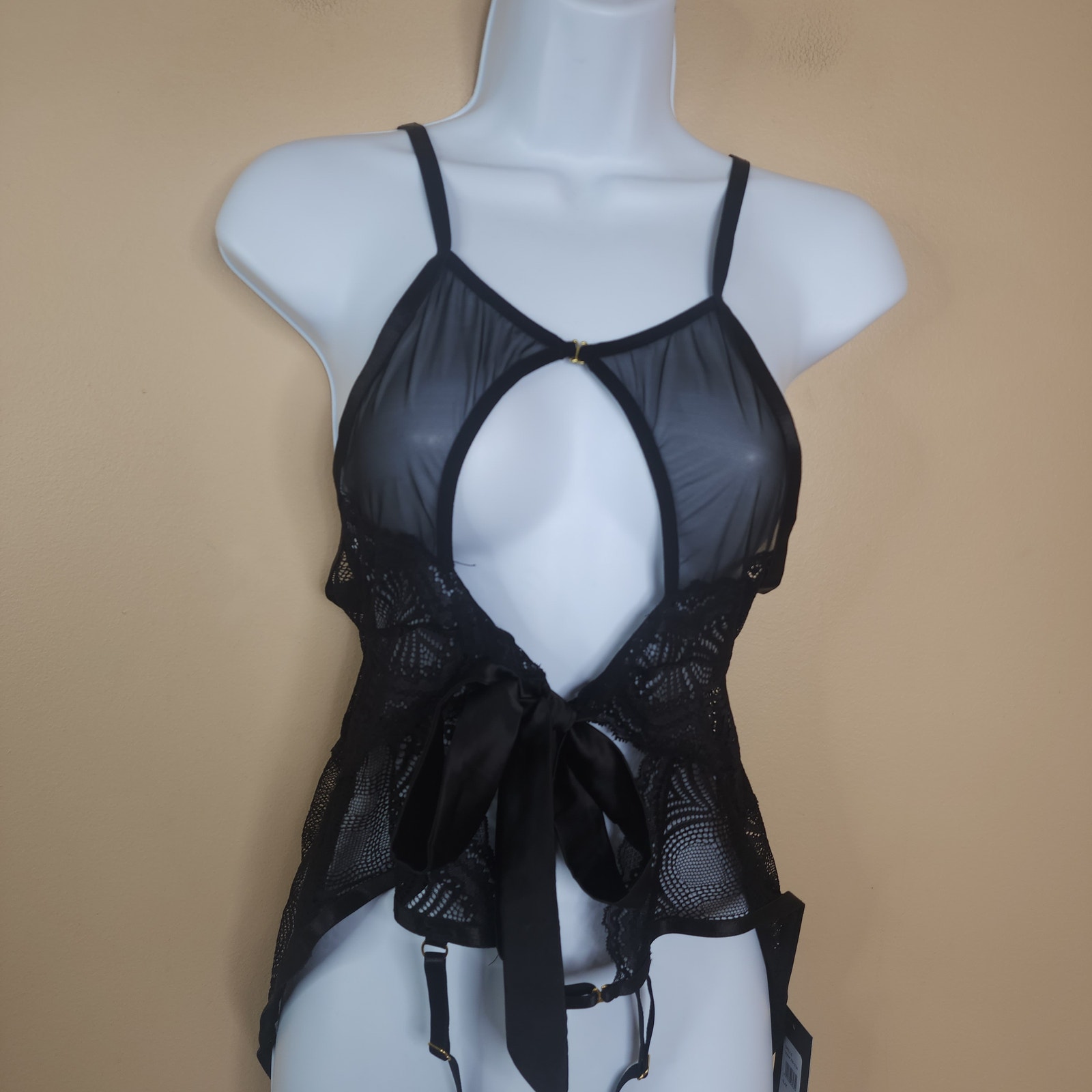 Fredericks Of Hollywood Brielle Babydoll Lace Sheer In Black Size L/Xl — image 4 of 8